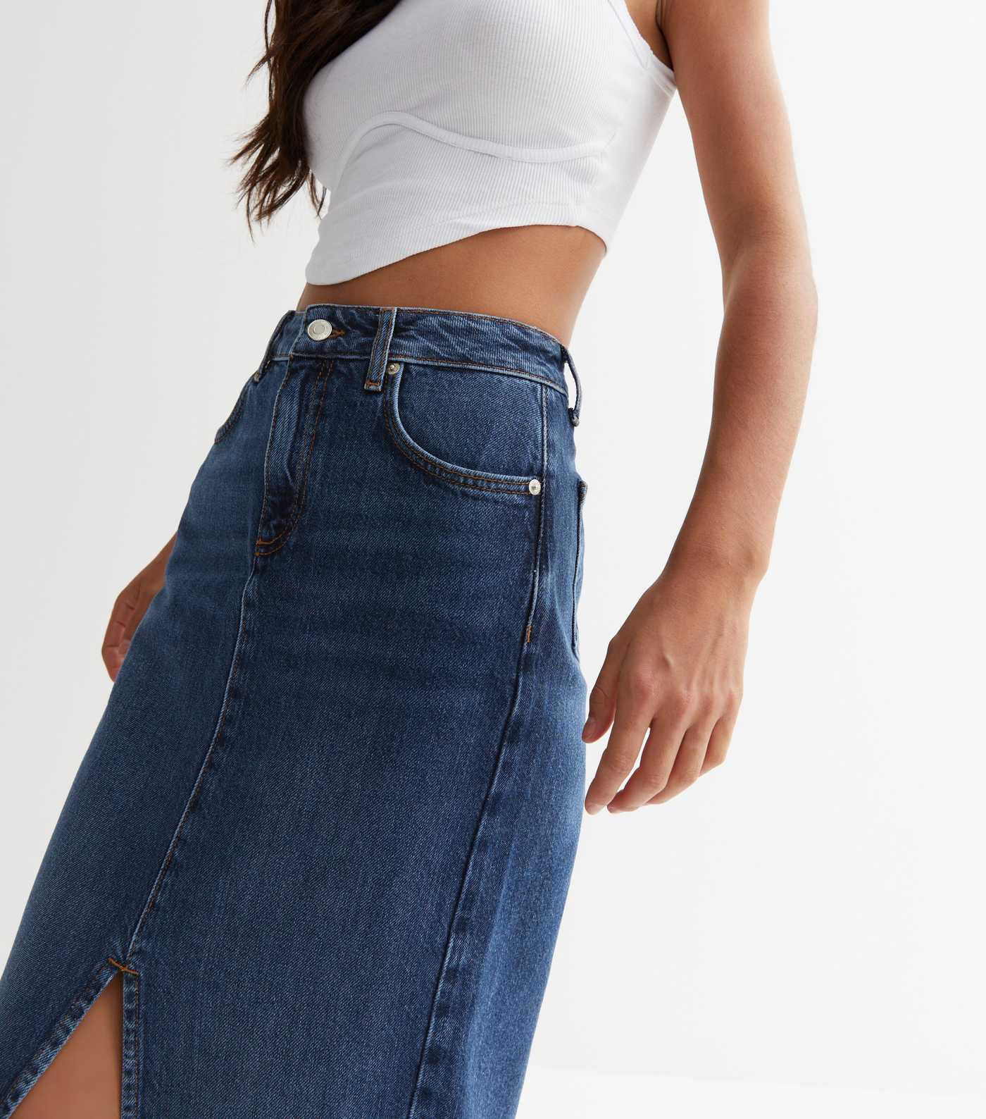 Blue Denim Split Hem Midaxi Skirt | New Look | New Look (UK)