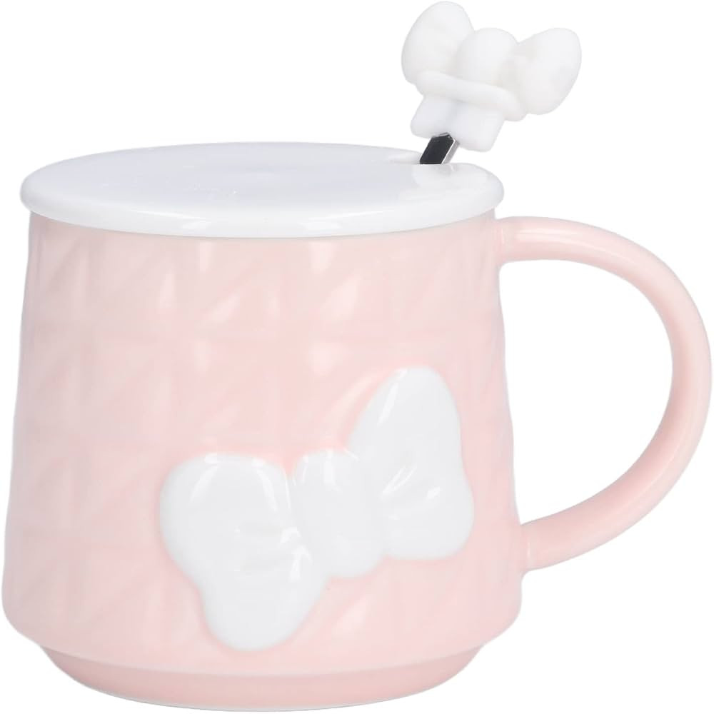 400ml/13.5oz Cute Bowknot Ceramic Coffee Mug with Lid and Bow Spoon Milk Cup Ceramic Drinking Cup... | Amazon (CA)