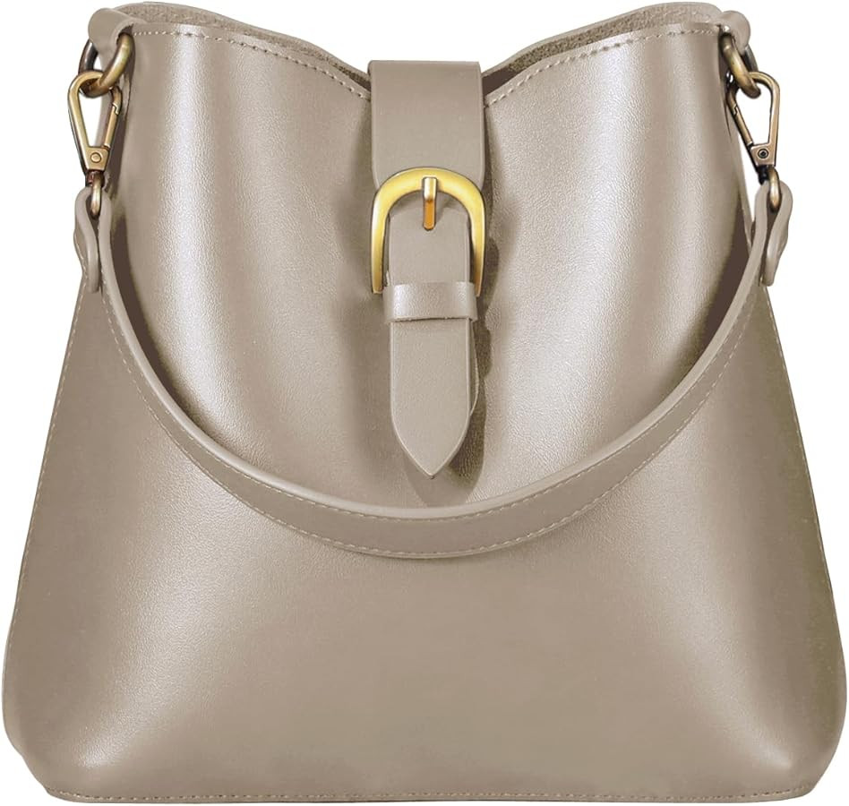 Town Bucket Vegan Leather Bag For Women Hobo Retro Faux Casual Purse Classic Vintage Simple Shoul... | Amazon (US)