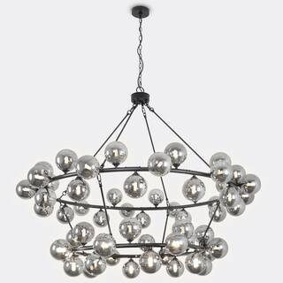 Modern 60-Light Black Elegance Chandelier Round Shape Chandelier for Living Room with no bulbs included | The Home Depot