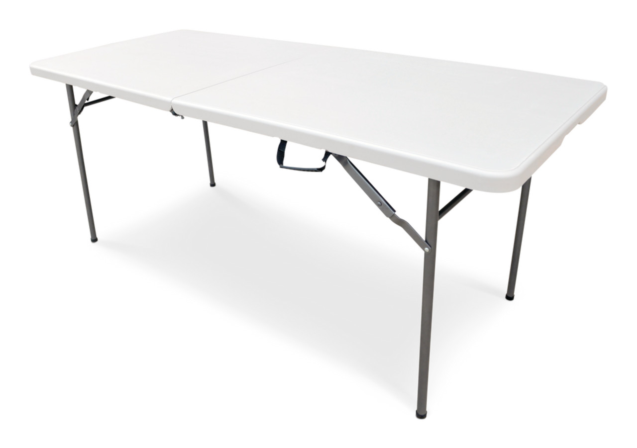 For Living 6-ft Heavy Duty Portable Plastic & Metal Folding Table with Handle, White#068-1541-6 | Canadian Tire