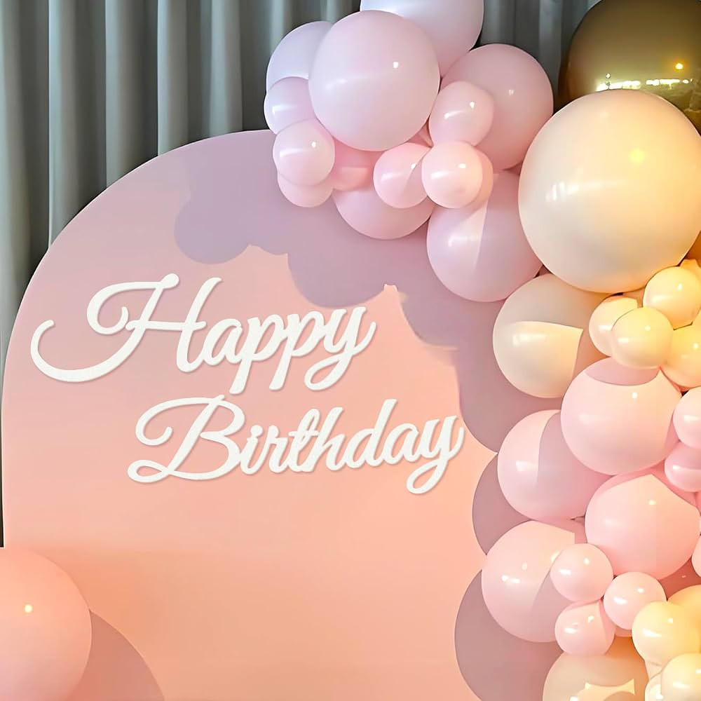 Happy Birthday Sign for Backdrop - White 'Happy Birthday' Party Banner Stickers for Balloon Arch ... | Amazon (US)