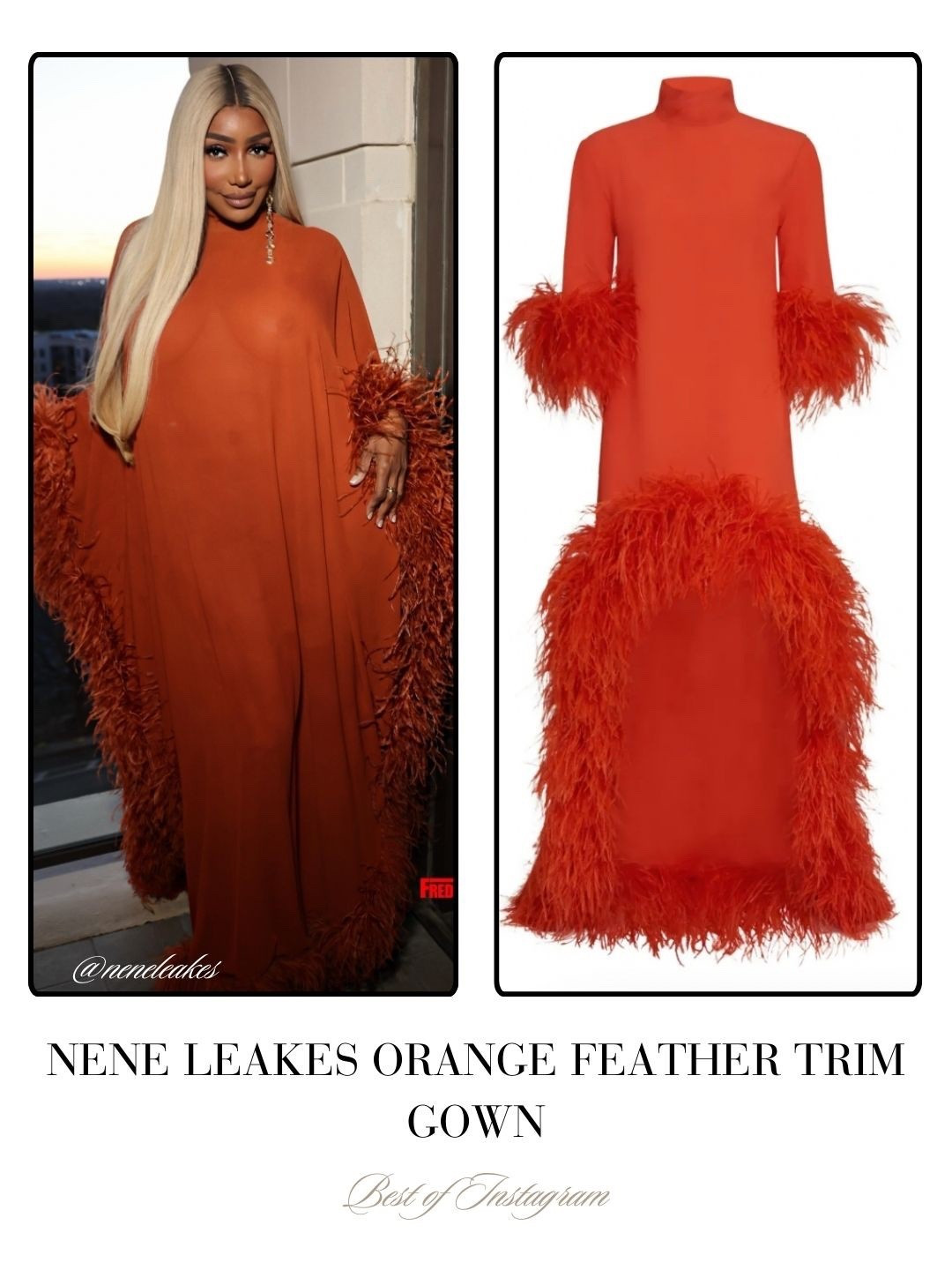 Nene Leaks Orange Feather Gown 📸 = @neneleaks 
