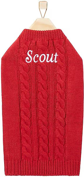 FRISCO Personalized Dog & Cat Cable Knitted Sweater, Large, Red - Chewy.com | Chewy.com