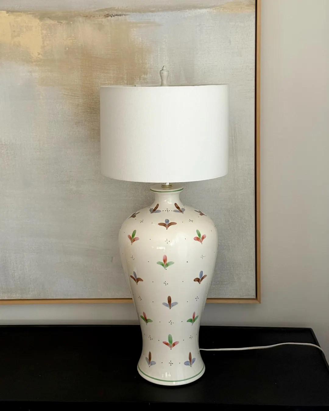 Hand-painted Dot & Fleur Ivory Ceramic Lamp (without Shade, Finial Included) - Etsy | Etsy (US)