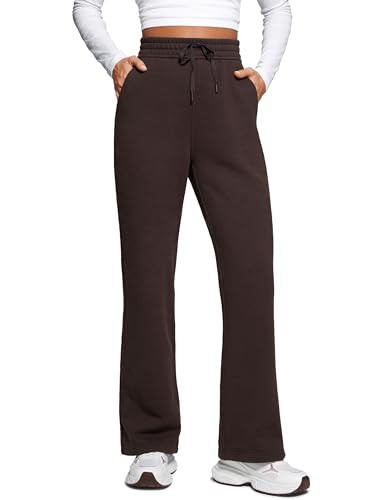 CRZ YOGA Cotton Fleece Lined Sweatpants Women 28"/30"/32" - Straight Leg Casual Lounge Pants with... | Amazon (US)