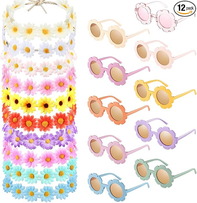 Groovy Retro Flower Sunglasses Headbands Party Favors Daisy Flower Costume Accessories Set 60s 70... | Amazon (US)