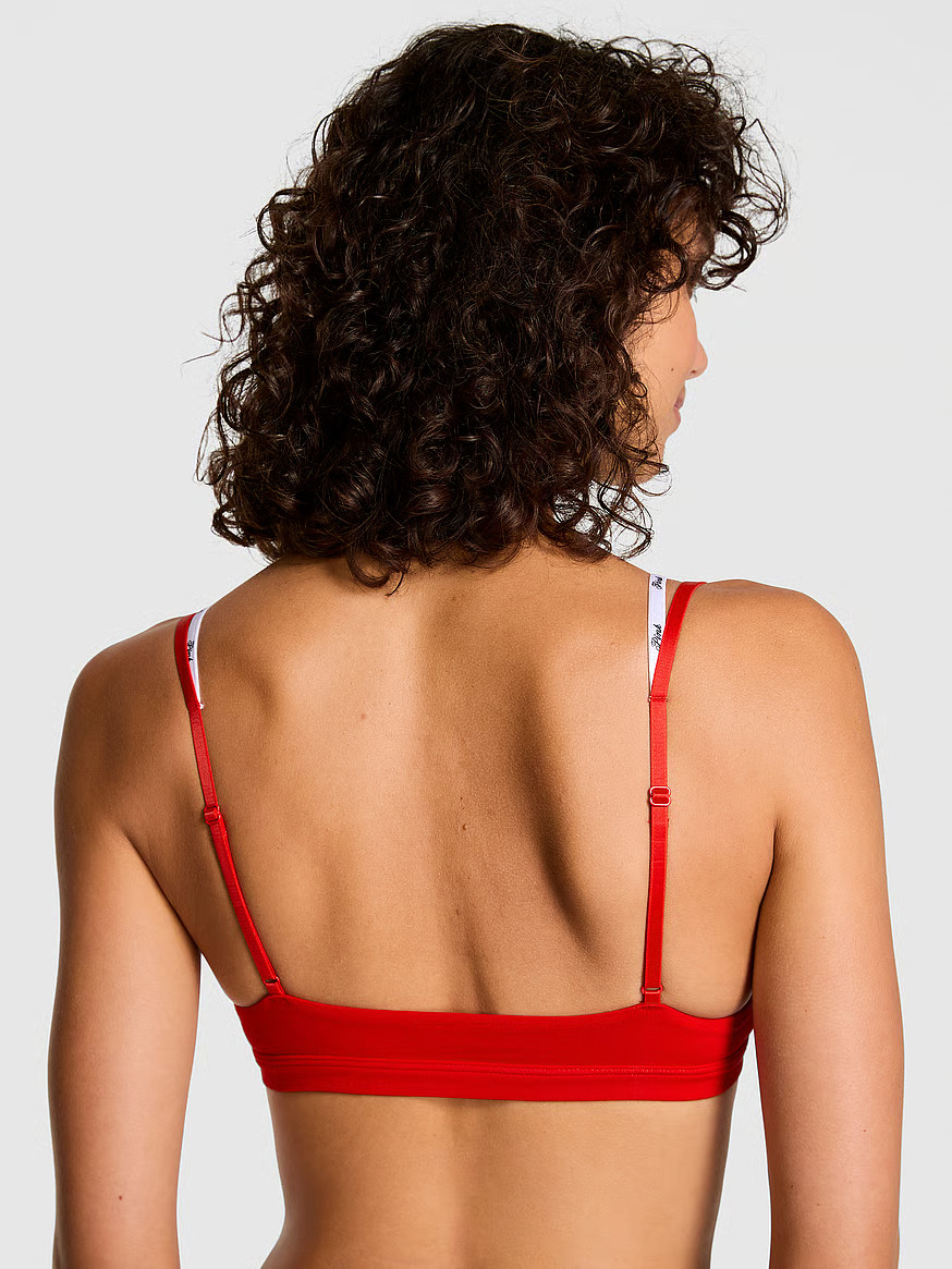 Buy Logo Cotton Strappy Triangle Bralette, Bright Vermillion / White - Order Bralettes online - P... | Victoria's Secret (US / CA )