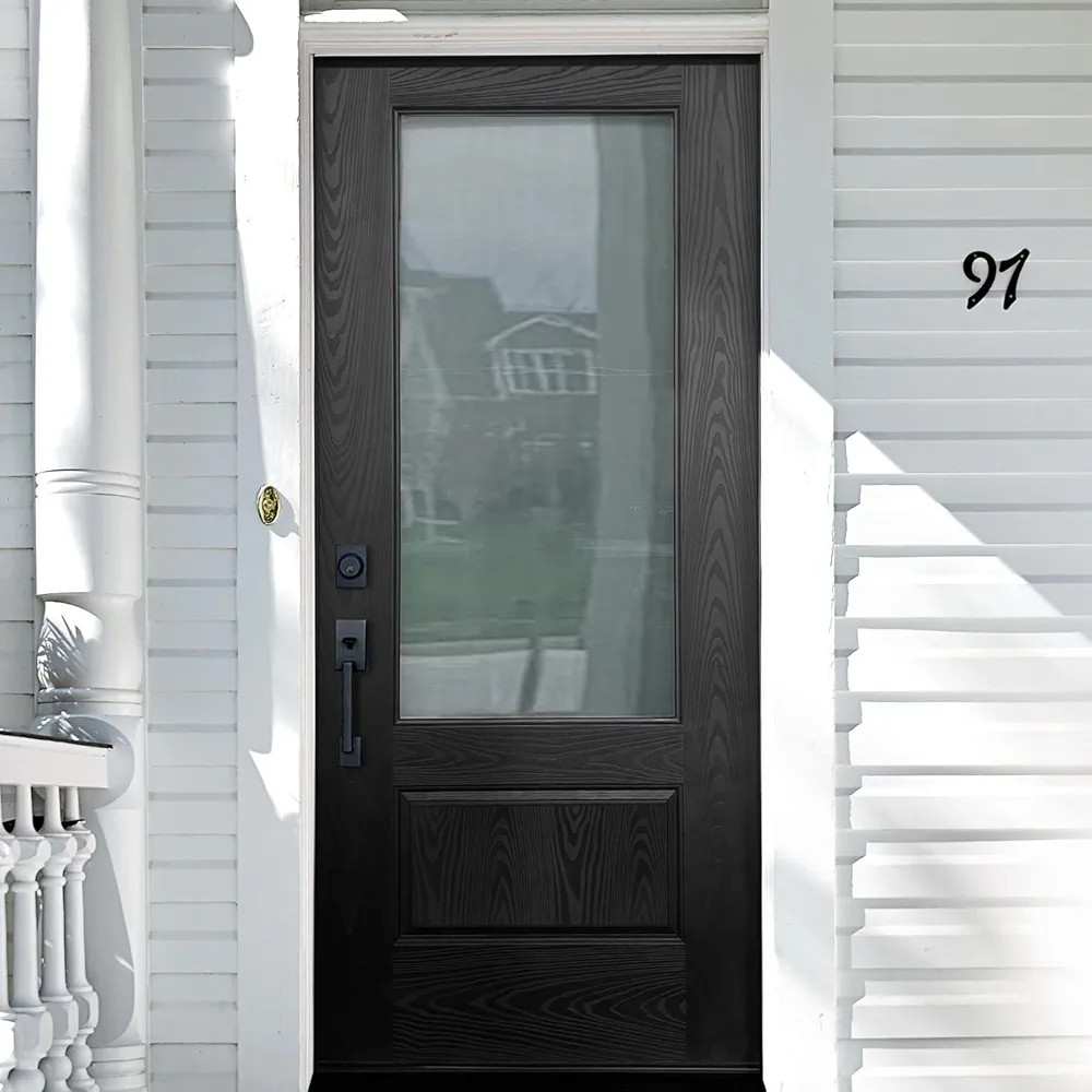 36 x 80 Fiberglass Front Door, Prehung Exterior Entry Door with 3/4 Lite Clear Glass, Medium Oak ... | Amazon (US)