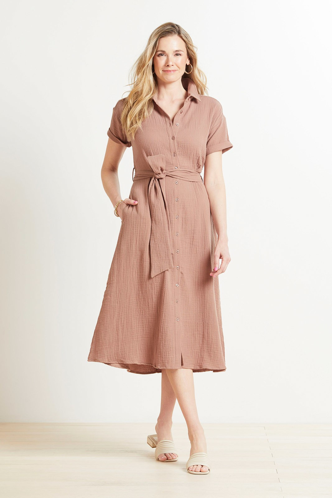 EVEREVE Hailey Gauze Button Down Dress | EVEREVE | Evereve