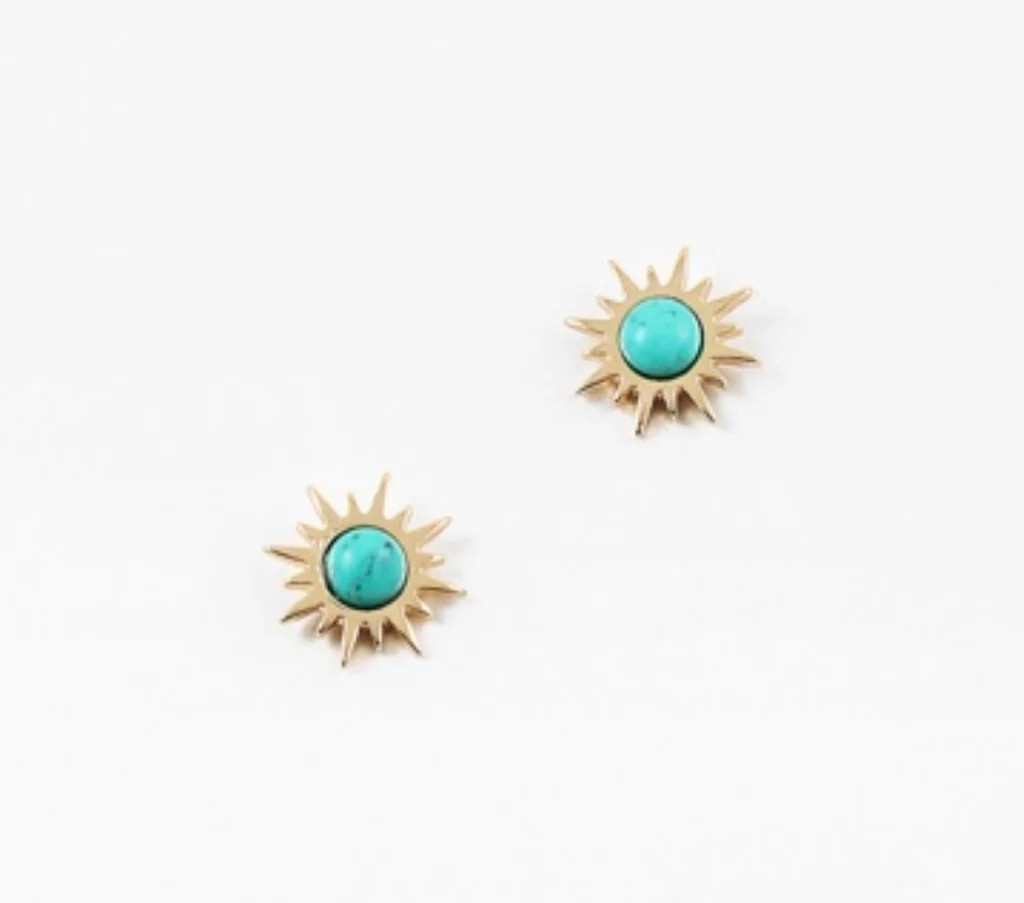 Sunburst Turquoise and Gold studs | Erin McDermott Jewelry