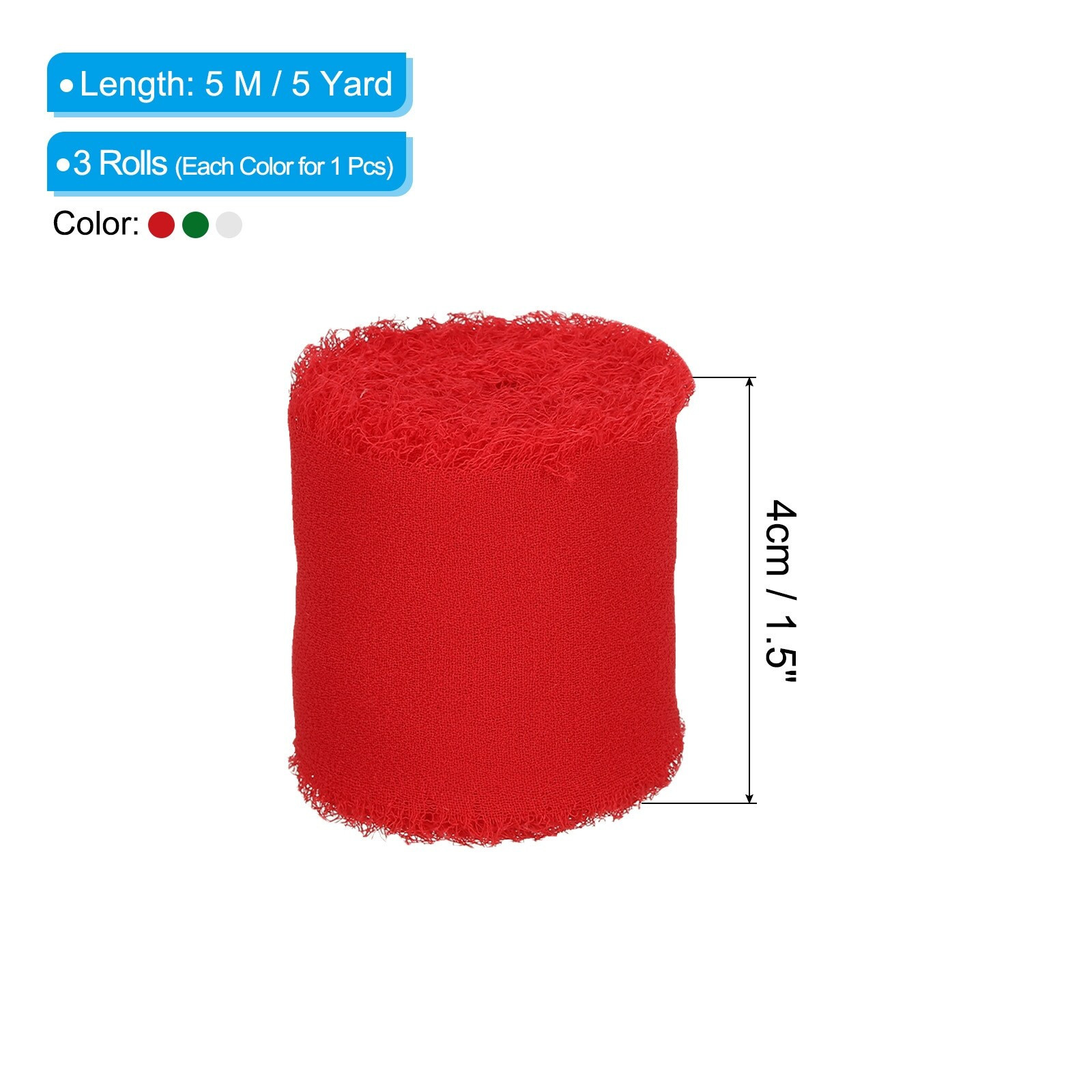 3 Rolls 1.5 Inch x 5 Yard Fringe Silk Chiffon Ribbon | Bed Bath & Beyond
