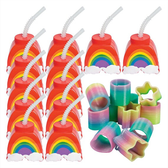 Rainbow Party Favors  Plastic Rainbow Shaped Cups With Lids | Etsy | Etsy (US)