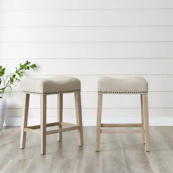 The Gray Barn Barish Backless Saddle Seat Counter Stools (Set of 2) - Tan | Bed Bath & Beyond