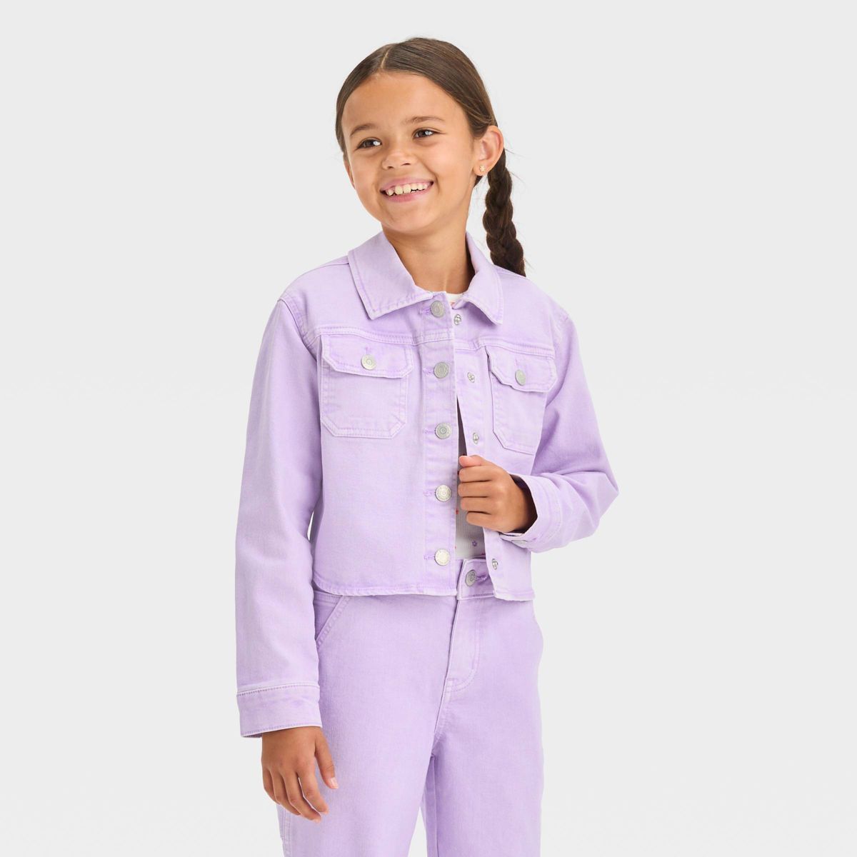 Girls' Cropped Jean Jacket - Cat & Jack™ Lavender | Target