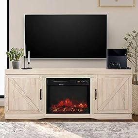 Fireplace TV Stand with Barn Door... | Amazon (US)
