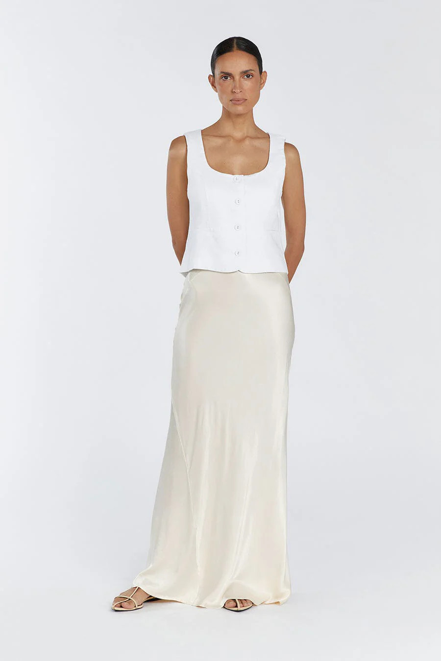 CHARLI CREAM SATIN MAXI SKIRT | DISSH