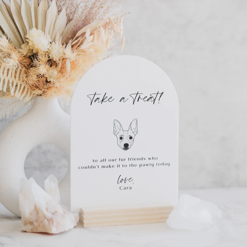 Take A Treat Favors Sign | Pet Wedding Favor Sign | Please Take One Dog or Cat Acrylic Sign | Pet... | Etsy (US)