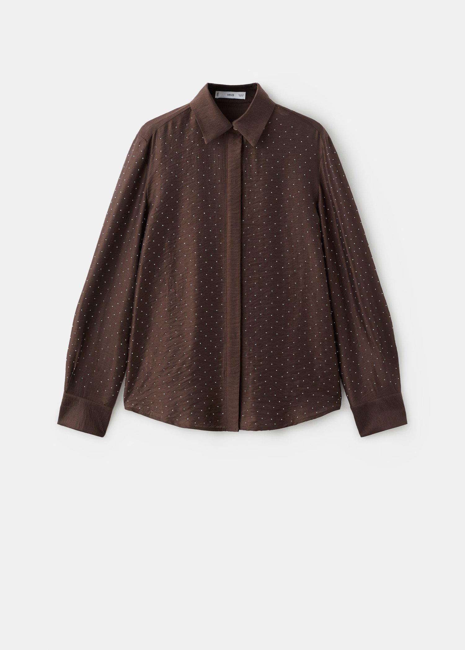 Satin shirt with rhinestones - Women | MANGO USA | Mango (US/MX/AU)