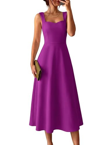 ANRABESS Womens Sweetheart Neck Sleeveless Midi Dress 2026 Summer Formal Wedding Guest Party Cocktail Dresses with Pockets Purple Small | Amazon (US)