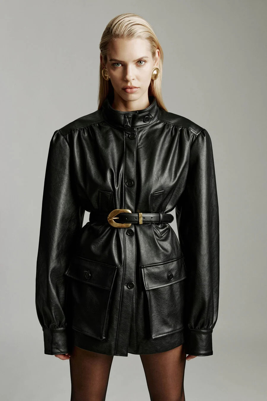 clements vegan leather jacket in black | Bardot (US)