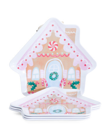 Set Of 4 Gingerbread House Appetizer Plates | Marshalls