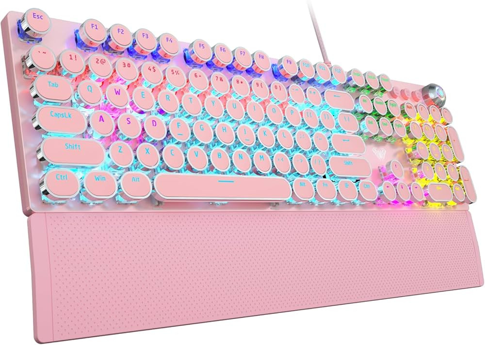 AULA F2088 Typewriter Style Mechanical Gaming Keyboard,Rainbow LED Backlit,Removable Wrist Rest,M... | Amazon (US)