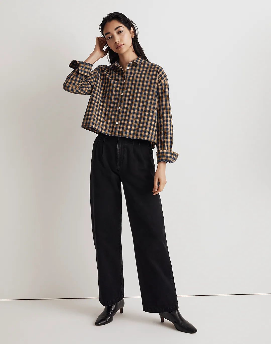 The Signature Poplin Crop Shirt in Plaid | Madewell