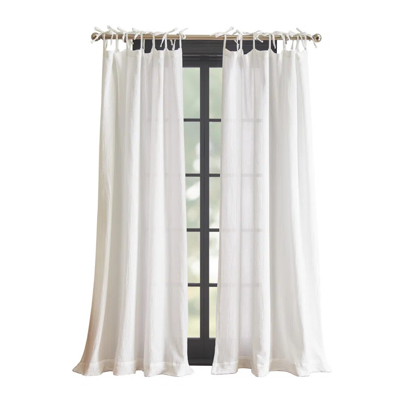 DKNY Pure Cotton Gauze Tietab Offwhite Curtain Panel Pair (Set of 2) | Wayfair North America