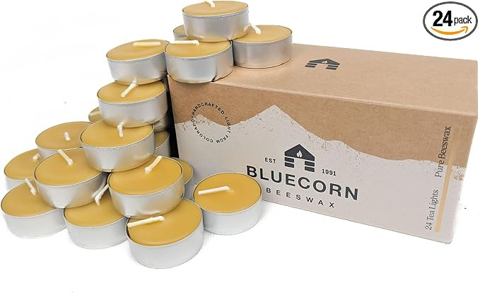 Bluecorn 100% Pure Beeswax Tealight Candles in Metal Cups | Natural Beeswax Candles, Handcrafted ... | Amazon (US)