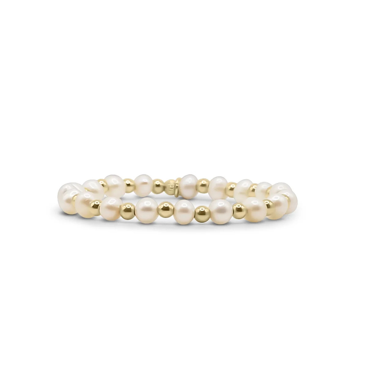 Julia \u2013 Freshwater Pearl & Gold Beaded Stretch Bracelet | Bowood Lane