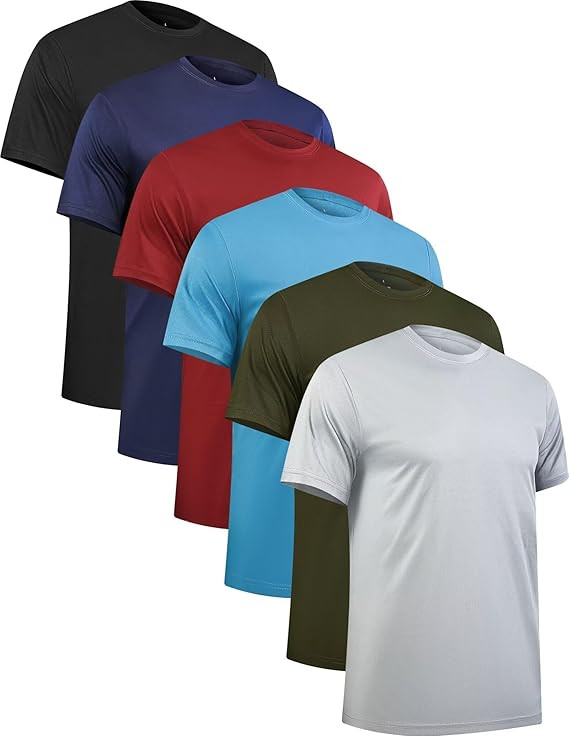 OYGSieg 6 Pack Workout Shirts for Men Short Sleeve Athletic Active Tops Quick Dry Crew Neck T Shi... | Amazon (US)