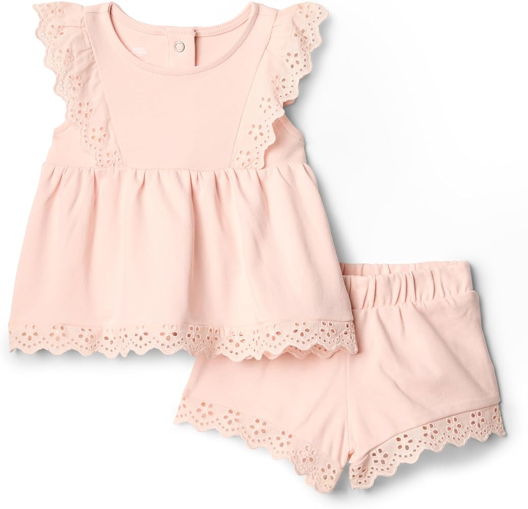 Amazon Essentials x Sofia Grainge Toddlers and Baby Girls' Cotton Eyelet Top & Shorts Play Set, M... | Amazon (US)