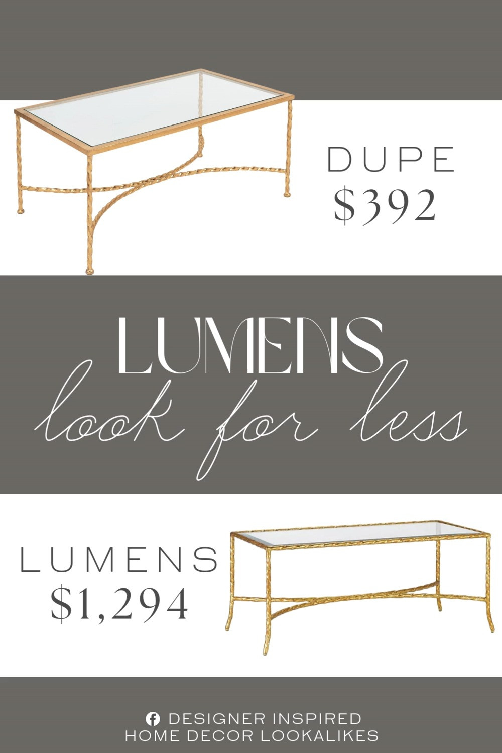 Inspired by Lumens Twist Cocktail Table. Modern Luxe Coffee Table. Sculptural Coffee Table. Twisted Base Coffee Table. Sculptural Base Coffee Table. Modern Glass Top Table. Statement Base Center Table. Gold Leaf Coffee Table. Living Room Center Table.   

Home more affordable option find copy cat similar look for less budget friendly affordable cheap cheaper beautiful pretty. Clearance sale coupon code discount code promo code luxury lookalike look a like Inspo inspiration inspired by idea ideas Love like these? I share multiple every day in my FB group.
#lumensinspired #coffeetable #centertable #livingroomtable #livingroominspo #furniturefinds #stylishliving #homefinds
 

 #LTKHome