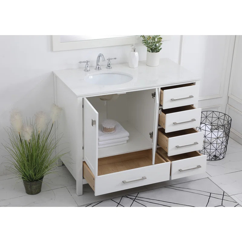 Broadview 42'' Single Bathroom Vanity with Engineered Marble Top | Wayfair North America