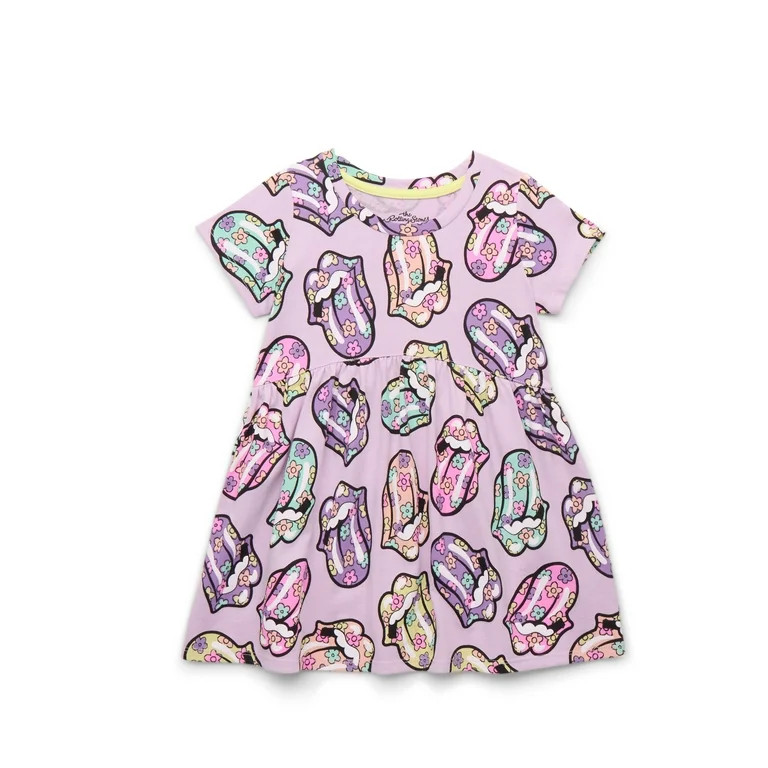 Rolling Stones Toddler Girls Print Skater Dress with Short Sleeves, Sizes 12M-5T | Walmart (US)