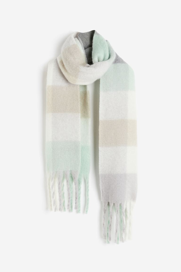 Scarf - Light green/checked - Ladies | H&M US | H&M (US + CA)