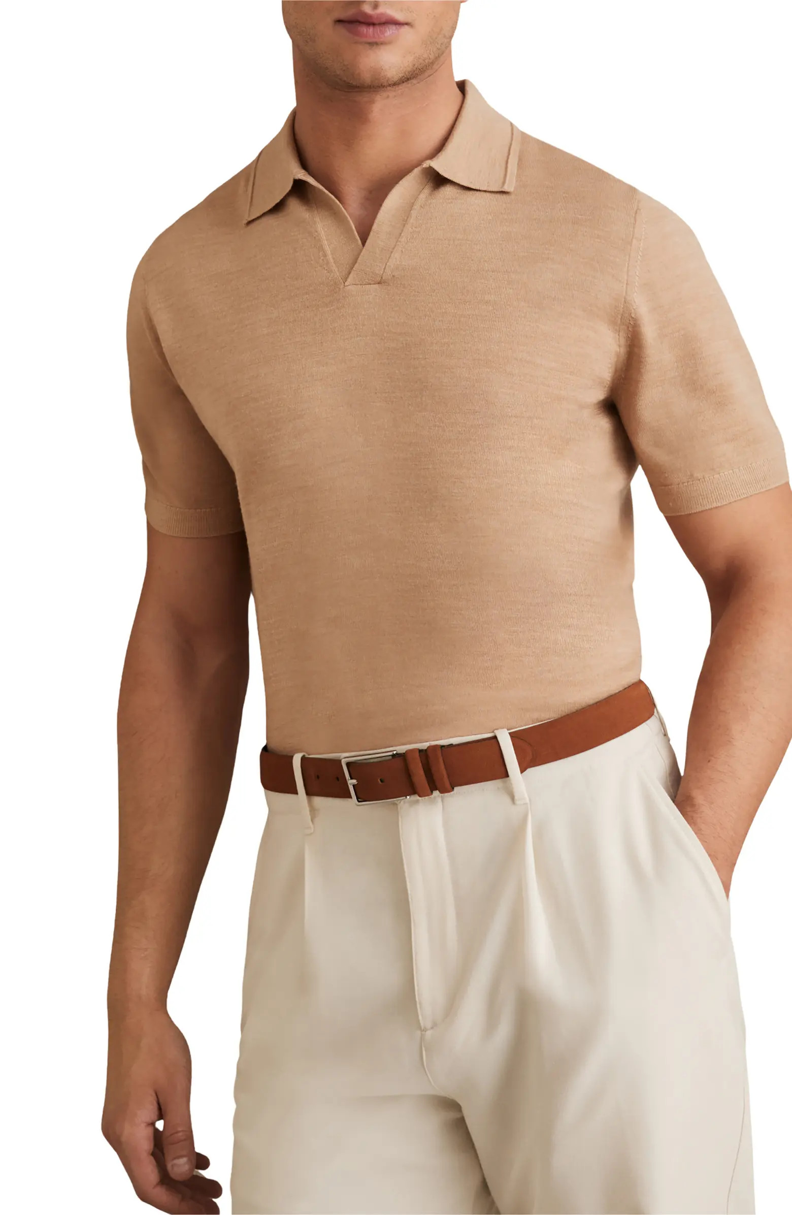 Reiss Duchie Short Sleeve Merino Wool Polo Sweater | Nordstrom | Nordstrom