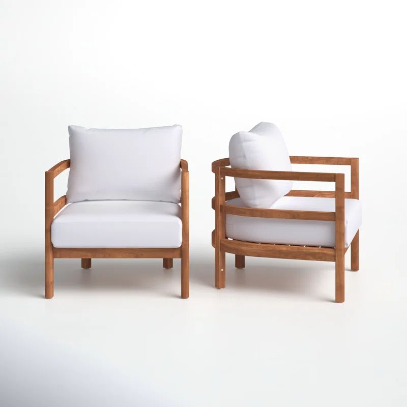 Acacia Wood Patio Chair with Cushions | Wayfair North America