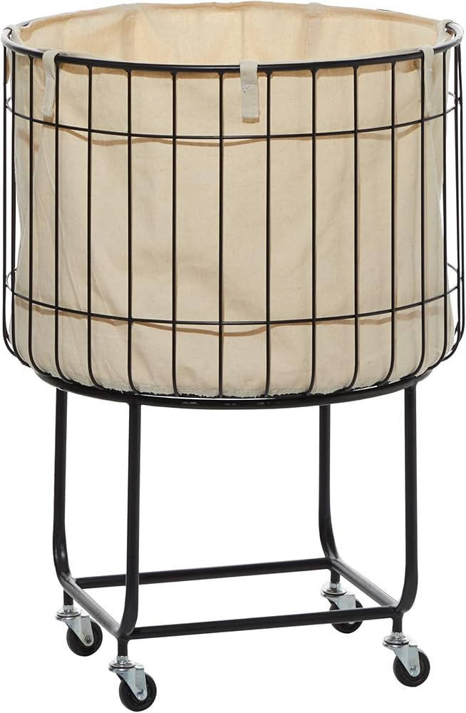 Deco 79 Metal Round Storage Cart with Wheels, 19" x 19" x 26", Black | Amazon (US)
