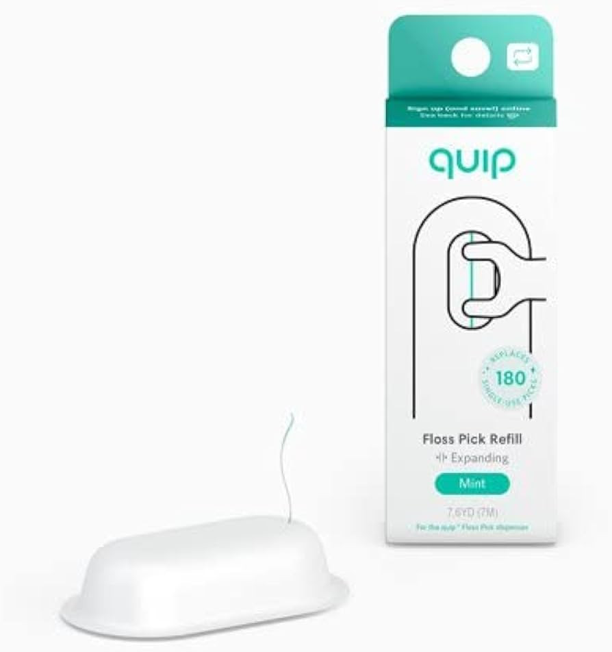 quip Floss Pick Refill Pod, Replaces 180 Single-Use Plastic Picks, Mint | Amazon (US)