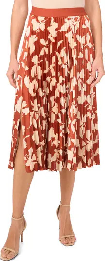 Floral Pleated Satin Skirt | Nordstrom