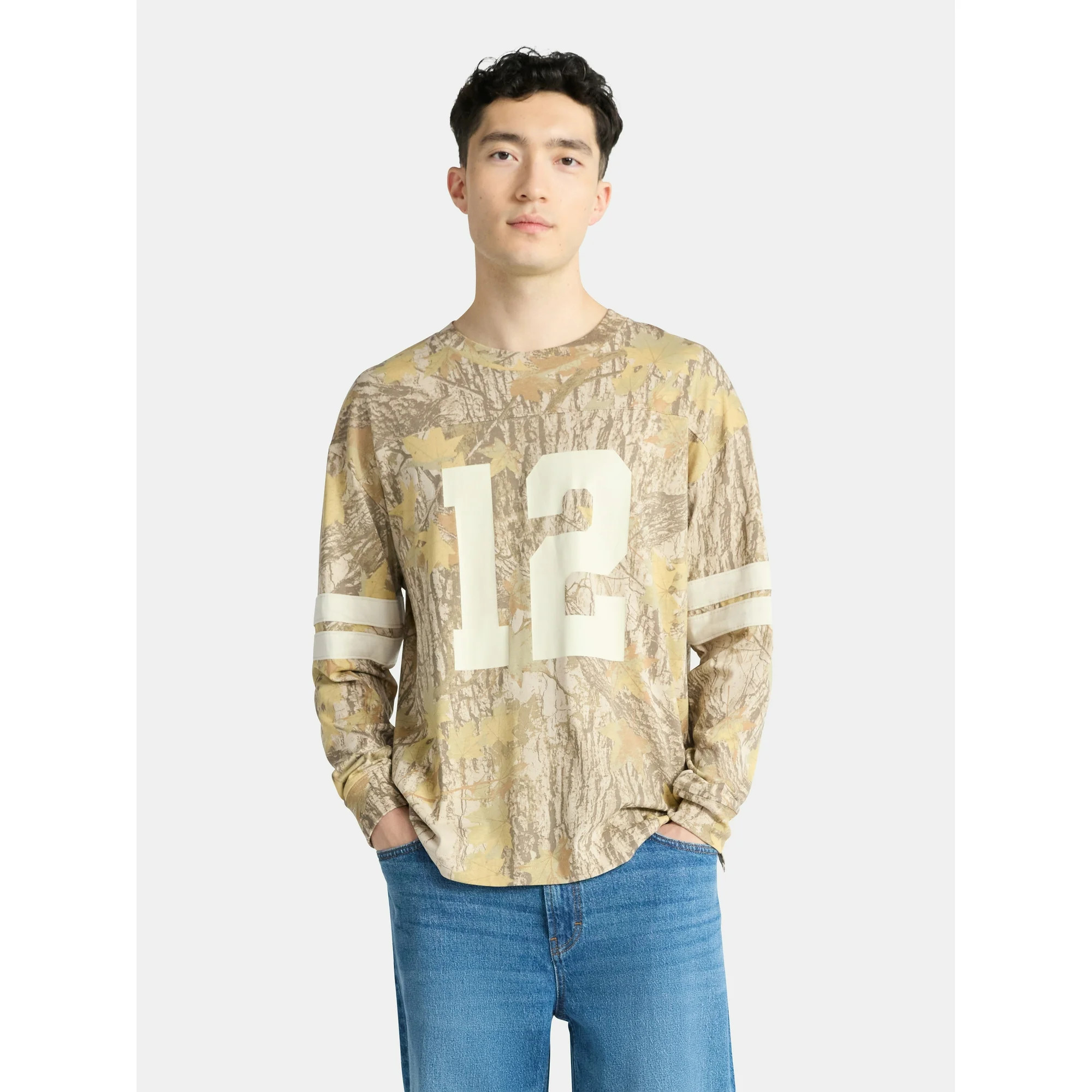 No Boundaries Varsity Tee with Long Sleeves, Men's & Big Men's | Walmart (US)