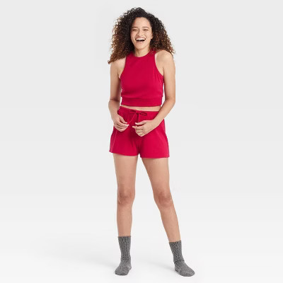 Women's Cropped Tank Top and Shorts Pajama Set - Colsie™ Berry | Target