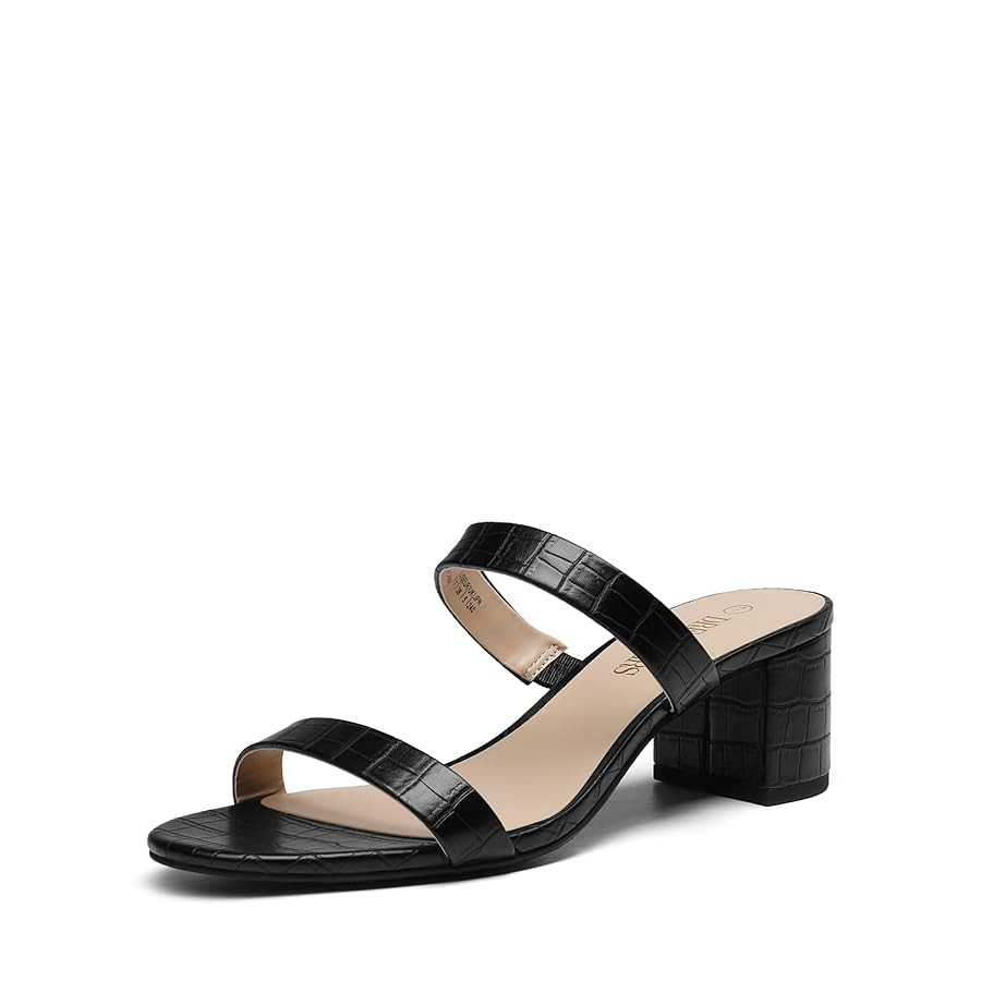 DREAM PAIRS Women's Two Strap Open Toe Low Block Chunky Heels Sandals Dress Pumps Casual Summer M... | Amazon (US)