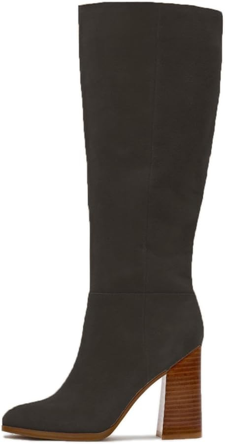 Erocalli Knee High Fall Faux Suede Tall Long Boots Wide Calf Chunky Block High Heel Fashion Boot ... | Amazon (US)