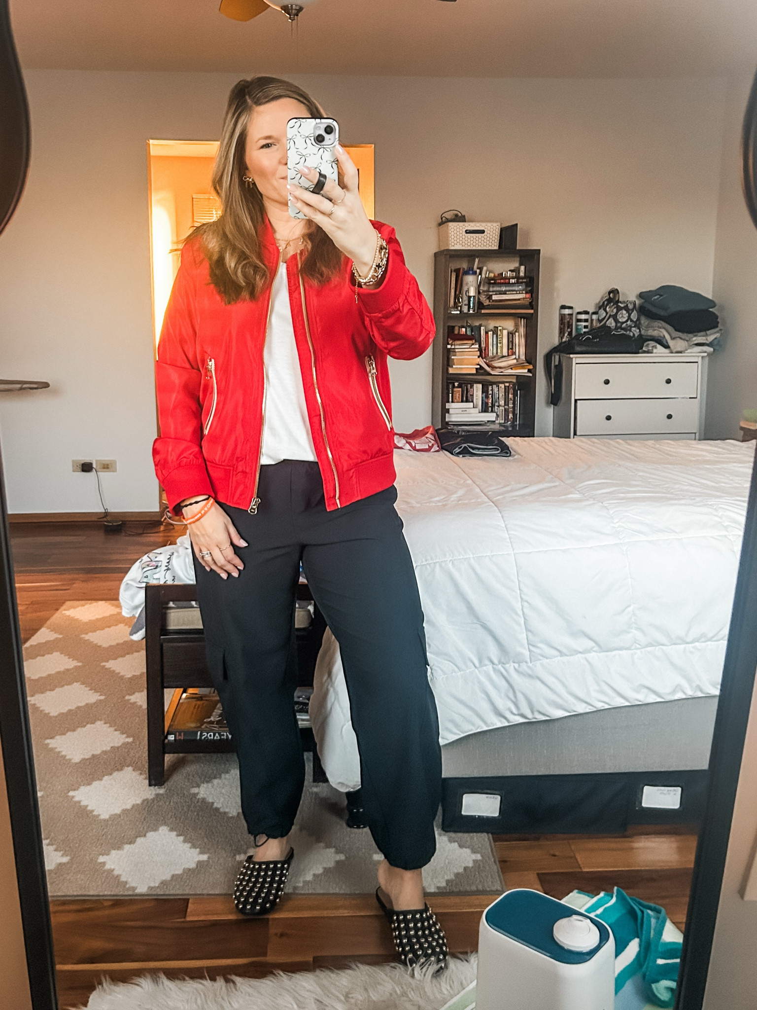 Outfit #15 - what my daughter referred to as my “rapper outfit” 🤦🏼‍♀️😝 I got this bomber jacket  from a boutique but linked some other options! 

#LTKWorkwear #LTKOver40 #LTKMidsize