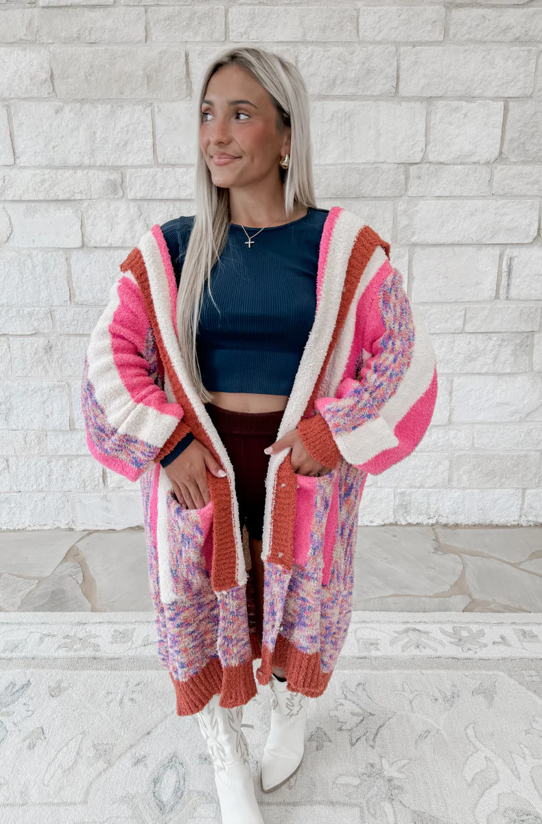 More Than Enough Striped Pattern Button Hoodie Cardigan | CK Squared Boutique