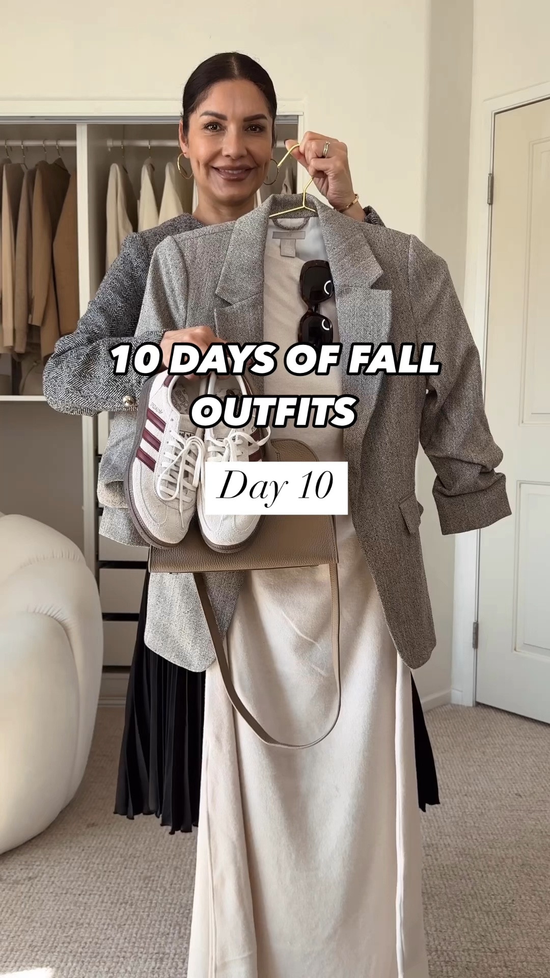 10 DAYS OF FALL OUTFITS - Day 10
This is a simple yet elegant outfit wearing a long dress from @hm and sneakers. This outfit is being elevated with a 3/4 sleeve blazer from h&m as well.
➡️OUTFIT DETAILS
IVORY LONG DRESS - wearing size S
ADIDAS SPEZIAL SNEAKERS- tts
BLAZER - size XS
THE ROW MARFAUX 10 BAG - preloved. I am linking some oreloced ones ! Soo good!!
EARRINGS HOOPS are @monicavinader
CELINE SUNGLASSES 
.
➫ MY BODY MEASUREMENTS FOR YOUR REFERENCE
Bra: 32C (81 cm)
Waist:26" (66 cm)
Hips: 38" (96.5 cm)
Height: 5'7" (170 cm)

 ➫ Follow my blog TheAllureEdition.com for more outfit ideas, fashion, home and lifestyle. 
.
#fashionreels #outfitinspo #outfitreeel #reels 

#LTKFindsUnder100 #LTKStyleTip #LTKVideo