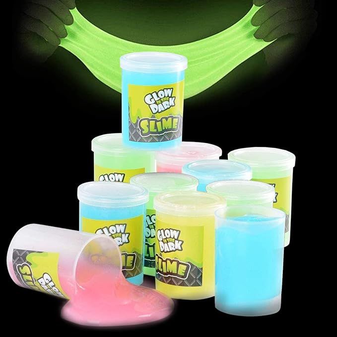 Kicko Glow in The Dark Slime - 12 Pack Assorted Neon Colors - Green, Blue, Orange and Yellow for ... | Amazon (US)